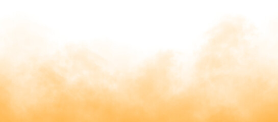 Abstract orange smoke effect isolated on transparent white background. Rising smoke texture, Fog steam or vapor overlay. Fire smoke orange color. design element decoration, png