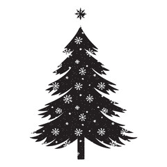Christmas tree black silhouette vector illustration isolated on a white background