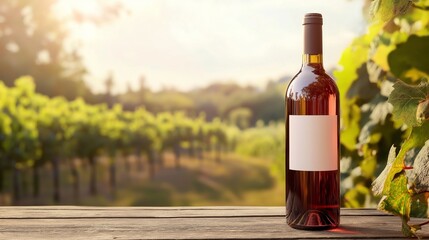 customizable wine bottle mockup with a blank label, standing upright