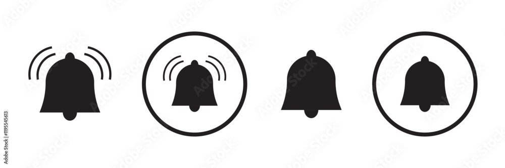 Poster notification bell icon set. alarm icon. reminder. ringing bells. alarm symbol. incoming inbox messag