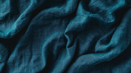 Textured Teal Linen Fabric Background Drape