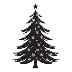 Christmas tree black silhouette vector illustration isolated on a white background