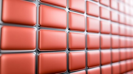 Naklejka premium Warm coral rectangular tiles subtly textured geometric pattern. AI Generated