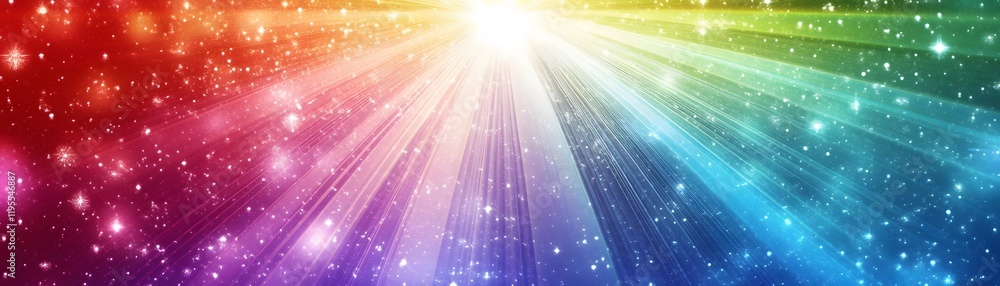 Poster a vibrant explosion of light and color radiates in a spectrum of hues, creating a captivating visual