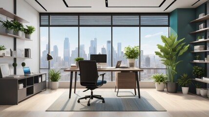 Minimalist Business Workspace with Natural Light and Smooth Finish
