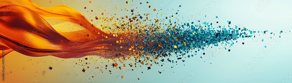 Poster abstract representation of vibrant colors blending and dispersing, exemplifying creativity and dynam