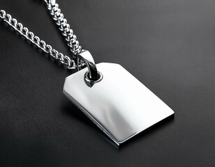 Fototapeta premium chrome metal tag and necklace