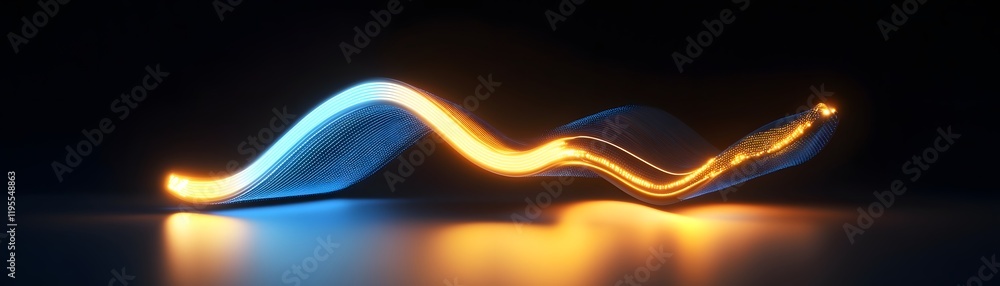 Aufkleber dynamic light trails create an abstract wave pattern in vibrant blue and orange hues, showcasing a c