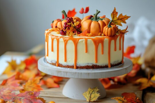 Delicious Autumn-Inspired Cakes Decorated with Pumpkin Frosting for Indulgent Indoor Feasts