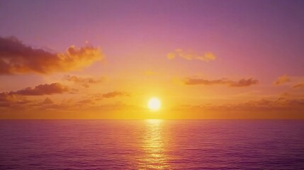 Stunning Sunset over Calm Ocean Waters Vibrant Colors Sky Cloudscape