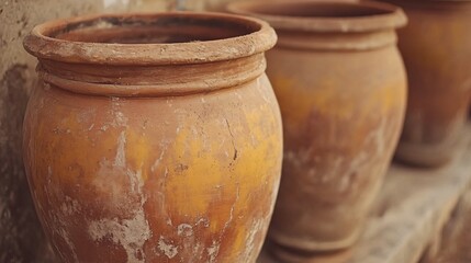Ancient Terracotta Pots Rustic Still Life Photography