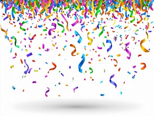 Fototapeta premium Colorful Confetti and Streamers Falling Celebration Background