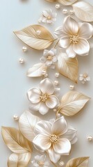 Flowers and pearls design on soft blue background, suitable for decorative use