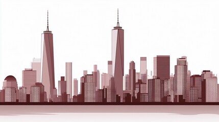 Stunning Sepia New York City Skyline Illustration