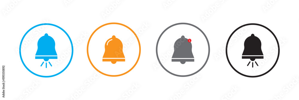 Poster notification bell icon set. alarm icon. reminder. ringing bells. alarm symbol. incoming inbox messag