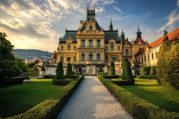 Historic Old Main: Majestic Castle Architecture Surrounded by Lush Gardens and European Elegance