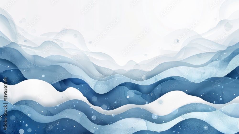Aufkleber waves of blue and white flowing in abstract patterns create a serene underwater landscape in a calmi