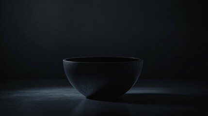 a black bowl sitting on a table in the dark