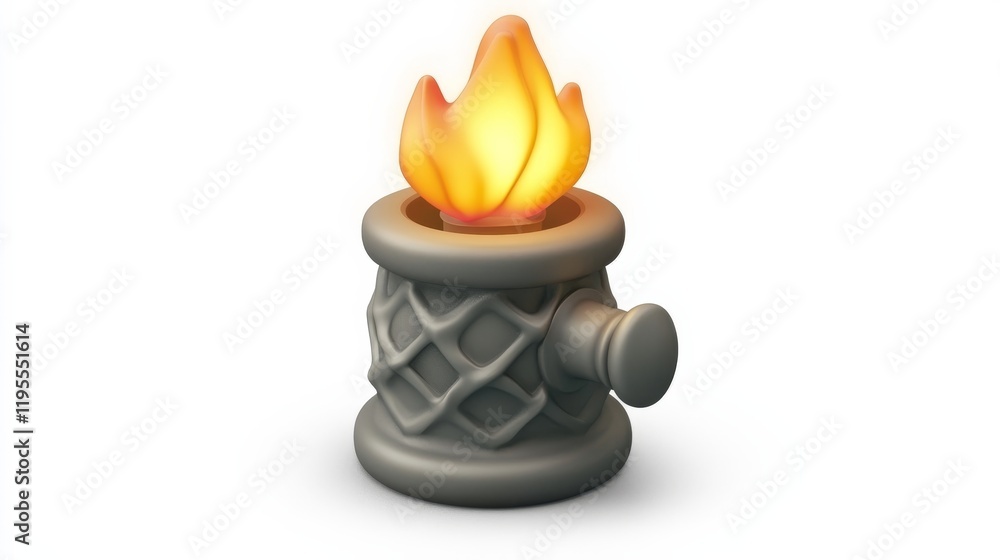 Poster a decorative torch with a vibrant flame, featuring a textured base that adds a unique touch to outdo