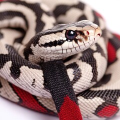 Obraz premium Coiled colorful snake with intricate patterns on its skin.