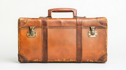 a brown suitcase with a handle and a handle