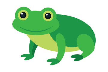 Fototapeta premium Green Frog Cartoon on Lily Pad 