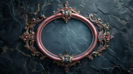 A gold frame with a black background