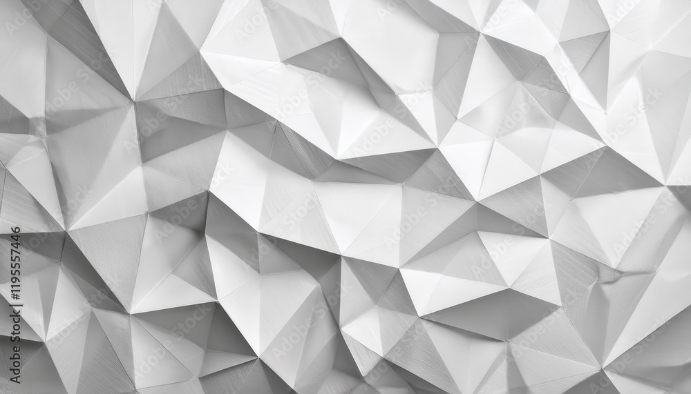 Aufkleber geometric white 3d origami texture with faceted triangular pattern for modern background, graphic designs, and interior decor

