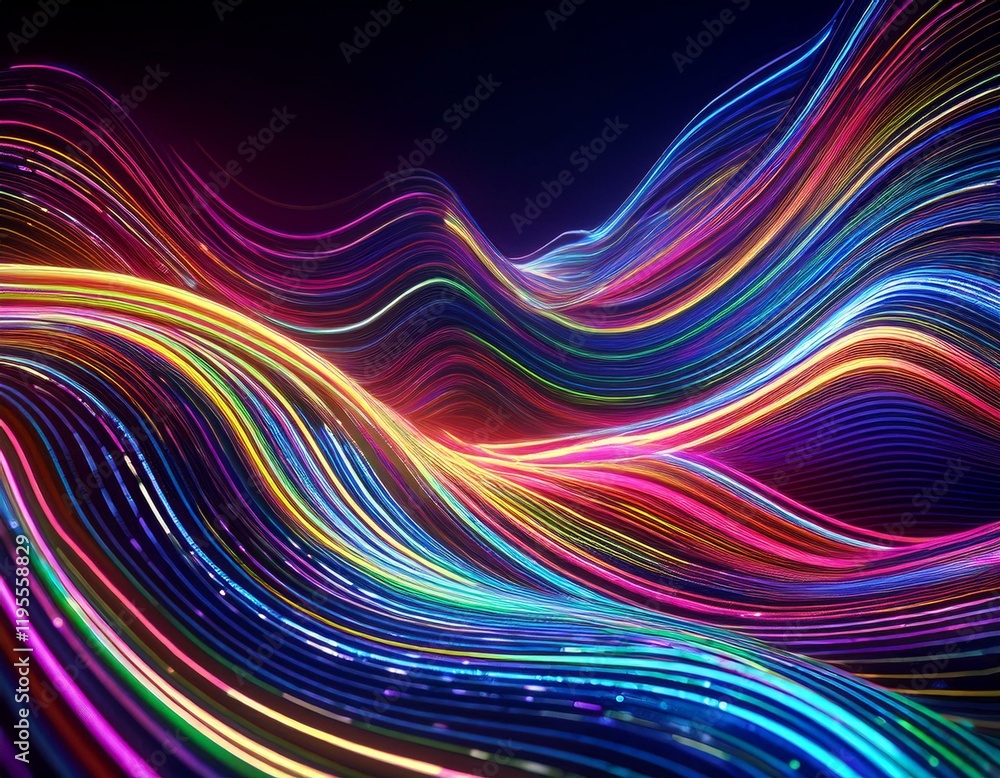 Aufkleber colorful particle stripes flow elegant wave lines rise abstract color neon lines flowing background 