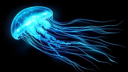 Fototapeta premium Glowing Ocean: Japanese Sea Nettle in the Dark