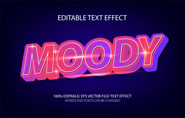 Moody editable text effect, 3D editable text template.	