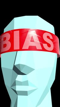 personal dismissal of facts that don't fit their narrow worldview -  seamless loop animation of Biased head in 3d