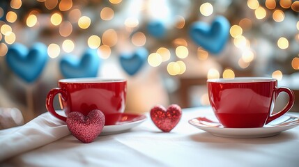 Celebrate Valentine's Day with romantic red cups and sparkling hearts
