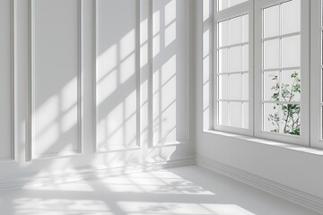 Obraz premium Window Natural Shadow Overlay Effect on White 