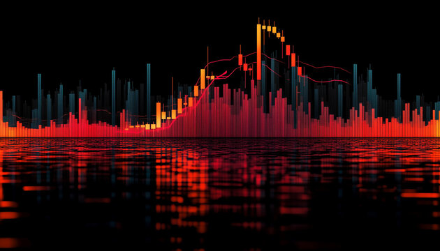 stock makrket graph and reflecion - copyspace