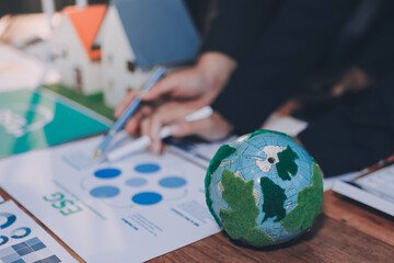 Carbon offset price report CO2 emission. Future growth Net zero waste in ESG ethical SME office...