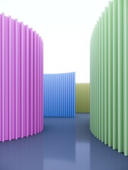 Obraz premium Empty colorful space interior with sunlight, 3d rendering