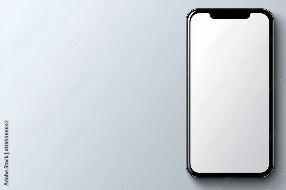 Poster modern smartphone with a blank screen on a minimalistic background