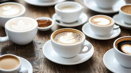 Coffee and cups on table