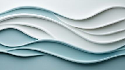 Obraz premium Abstract background with flowing, wavy lines in shades of white and light blue. The design creates a calming, serene mood.