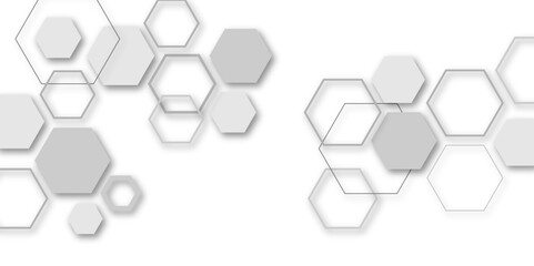 Abstract white and grey hexagon technology geometric pattern concept white background. Use for template, wallpaper, website vector&nbsp;illustration.