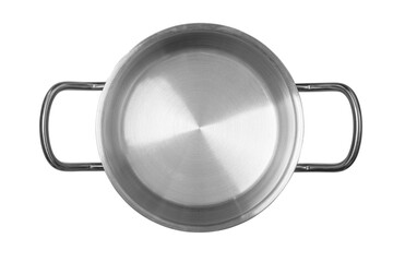 The stainless steel pan isolated