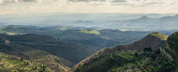 Picturesque Sicilian Countryside Landscape panorama