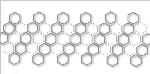 Abstract white and grey hexagon technology geometric pattern concept white background. Use for template, wallpaper, website vector illustration.
