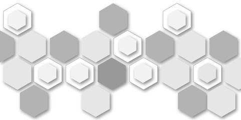 Abstract white and grey hexagon technology geometric pattern concept white background. Use for template, wallpaper, website vector illustration.
