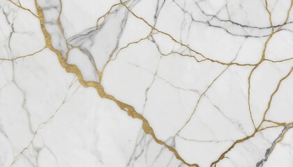 Clean and Modern White Marble Texture with Gold Veining, generative ai