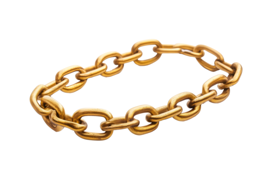 shiny golden chain in a circular arrangement isolated png transparent background