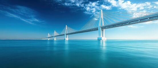 Obraz premium Wide Bridge Over the Sea with Concrete Pillars