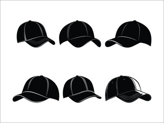 Baseball Cap Silhouettes - Sports Vector Icons