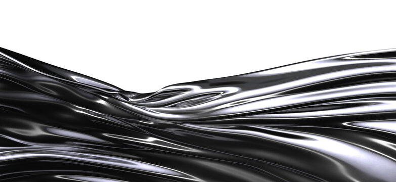 Black Liquid Metal Flowing Abstract - Powered by Adobe